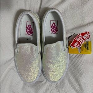 Vans Iridescent White Slip-On Sneakers New